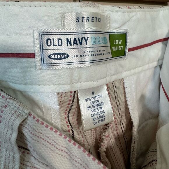 SALE! Cream/Pink Old Navy Striped Low Waist Pants Size 8 EUC - Picture 5 of 5